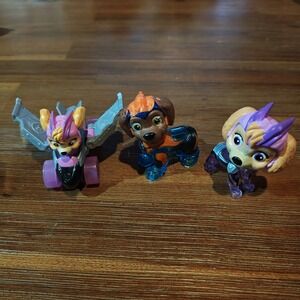 PAW PATROL Mighty Movie Mighty Pups Zuma Skye Figures Set Of 3- 2.5 inch Toppers